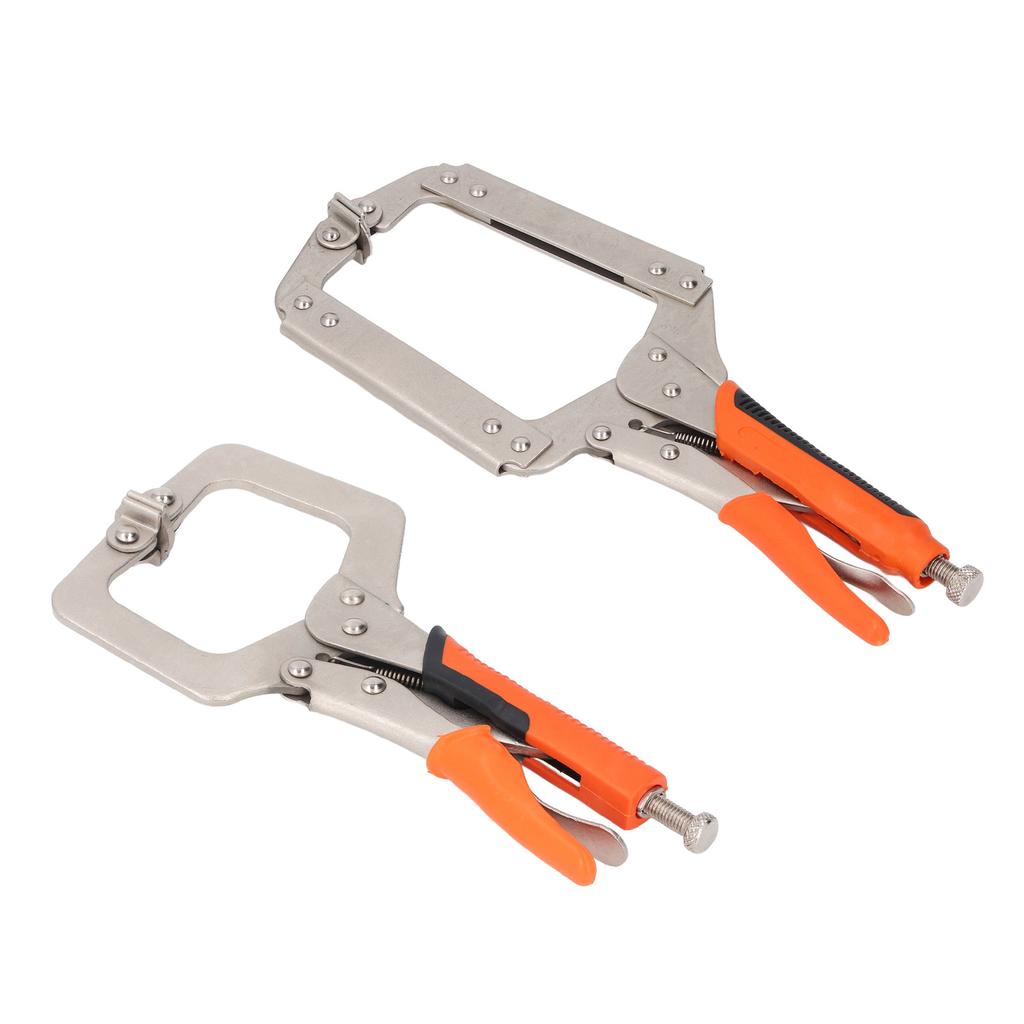 2Pcs Locking C Clamp Pliers Set Heavy Duty Woodworking Face Clamp with Rotating Pads for Welding Poc