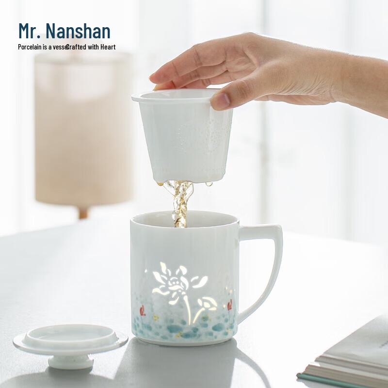 Hand-Painted Jade Lotus Ceramic Tea & Coffee Mug