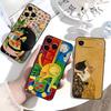 Coque de téléphone Peinture de Chat Artistique Drôle Pour IPhone 17,16,15,14,13,12,11,Plus,Pro,Max,Plus,XS,coque souple Silicone Noir