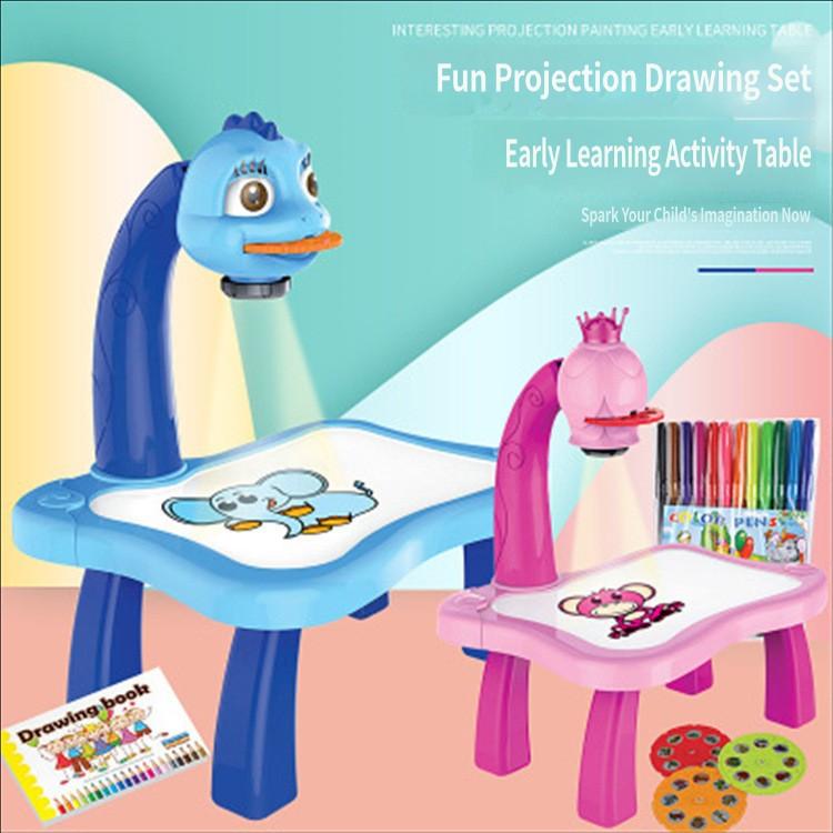 Children'S Intelligent Projection Painting Toy Drawing Board Kids Multi-Functional Projecting Sketch Desk Magical Writing Table