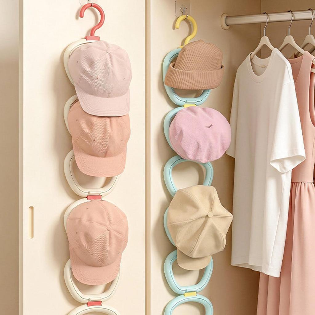 6 Hooks Spliceable Baseball Cap Rack Round Hat Stand and Holder Organizer for Door Closet Storage Hanger Hat Organizer Hanging