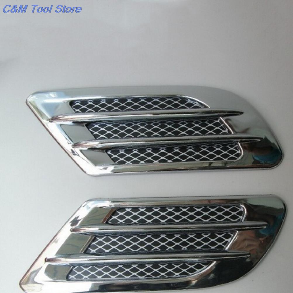 2ks/sada Větrací otvor pro boční proudění vzduchu do auta Kryt otvoru v blatníku Sací mřížka Dekorace kanálu ABS Plastová nálepka