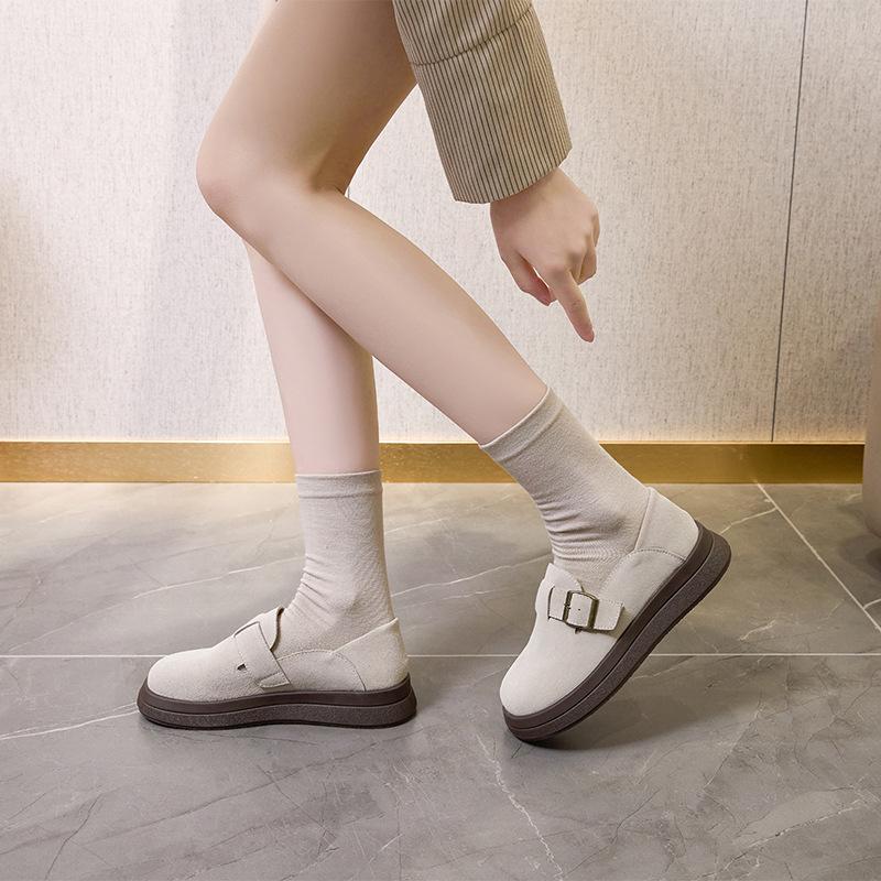 

Lightweight leather women s platform all-inclusive one-pedal Doudou shoes women s lazy casual shoes women 40