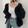 Plus-size Woman 2026 New Fashion Tide Loose Lantern Sleeve Knitted Cardigan Sweater Jacket Coat