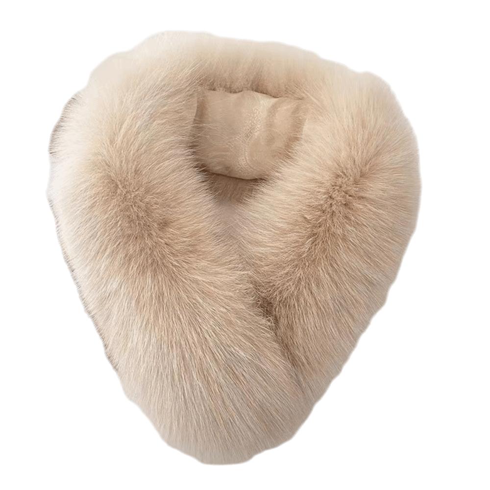 Windproof Faux Fox Fur Neck Warmer Plush Fur Collar Trim Furry Neck Stole Winter Neck Protection