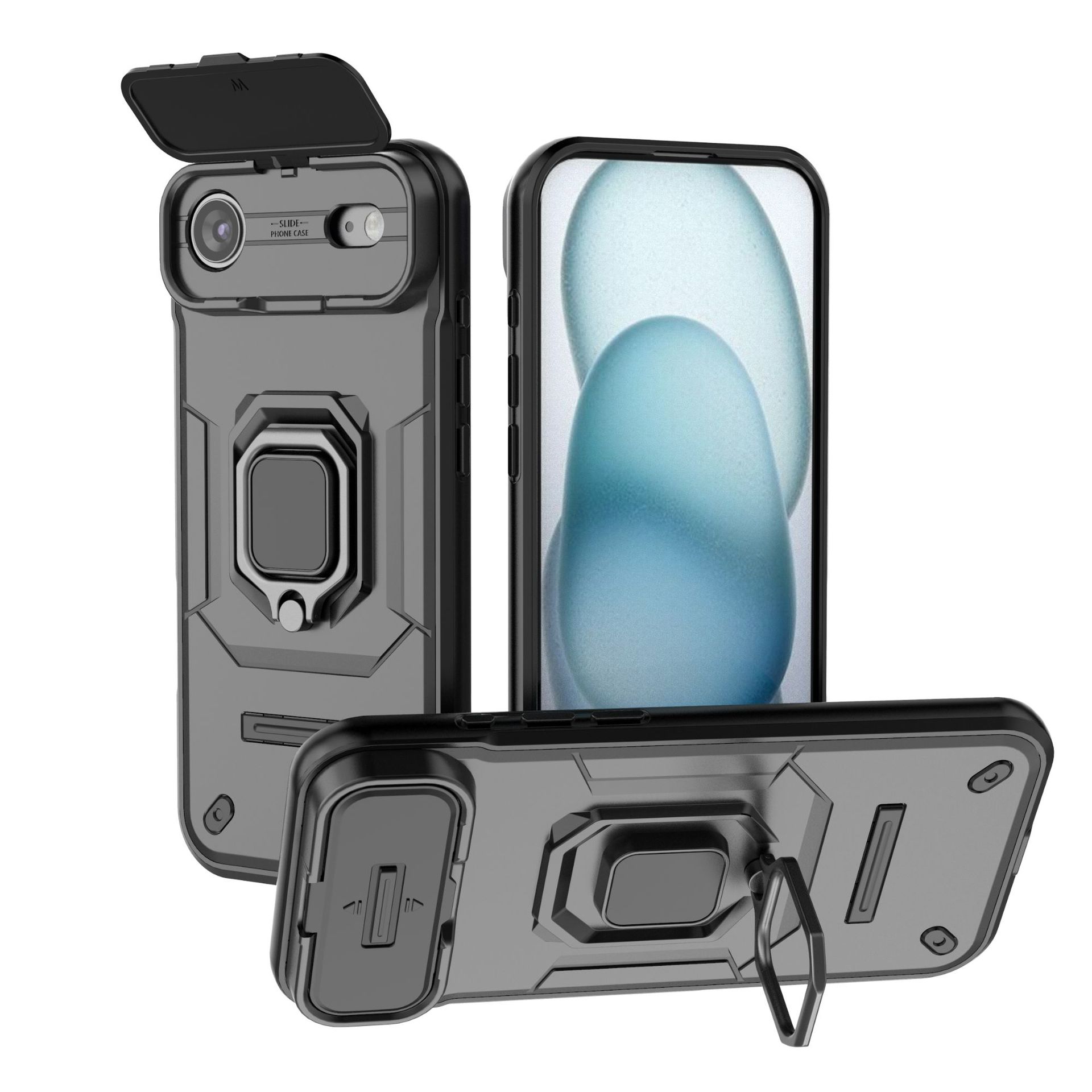 iPhone 17 AIR Phone Case,Military-Grade Magnetic Kickstand Phone Case Cover for iPhone 17 AIR чёрный