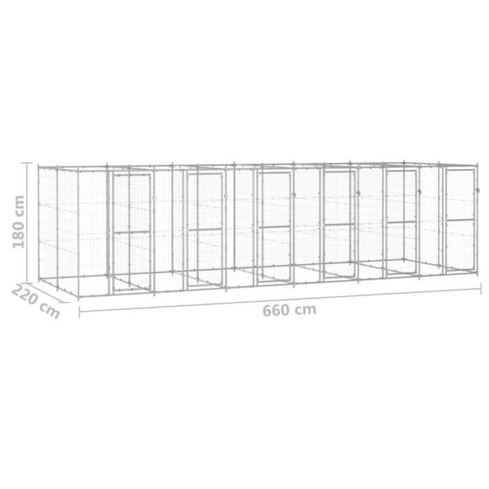 VidaXL Outdoor Kennel, Galvanized Steel 14.52 M²