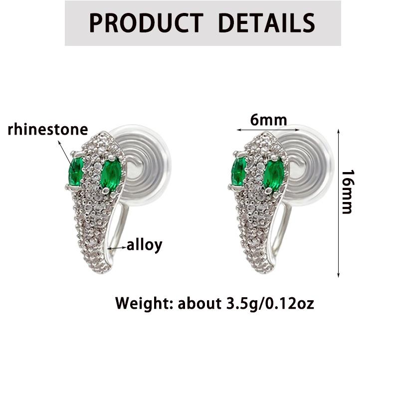Trendy Exquisite Silver Cubic Zirconia Snake Mosquito Coil Clip Earrings Luxury Personality Non Piercedfor Women Fashion Jewelry