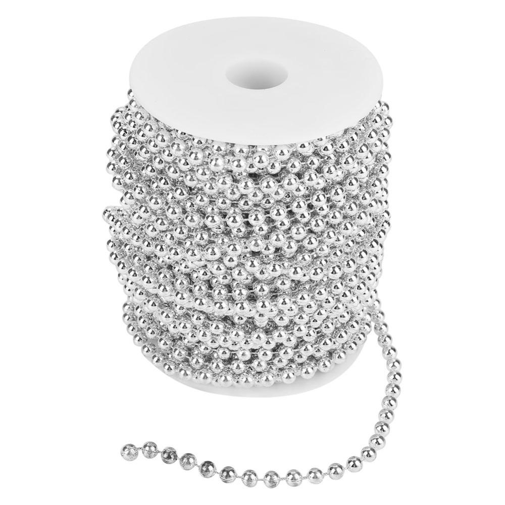Filo di Ghirlanda di Perle Colore Argento Dimensione 6mm Decorazione Matrimonio Fai da Te Centrotavola Matrimonio