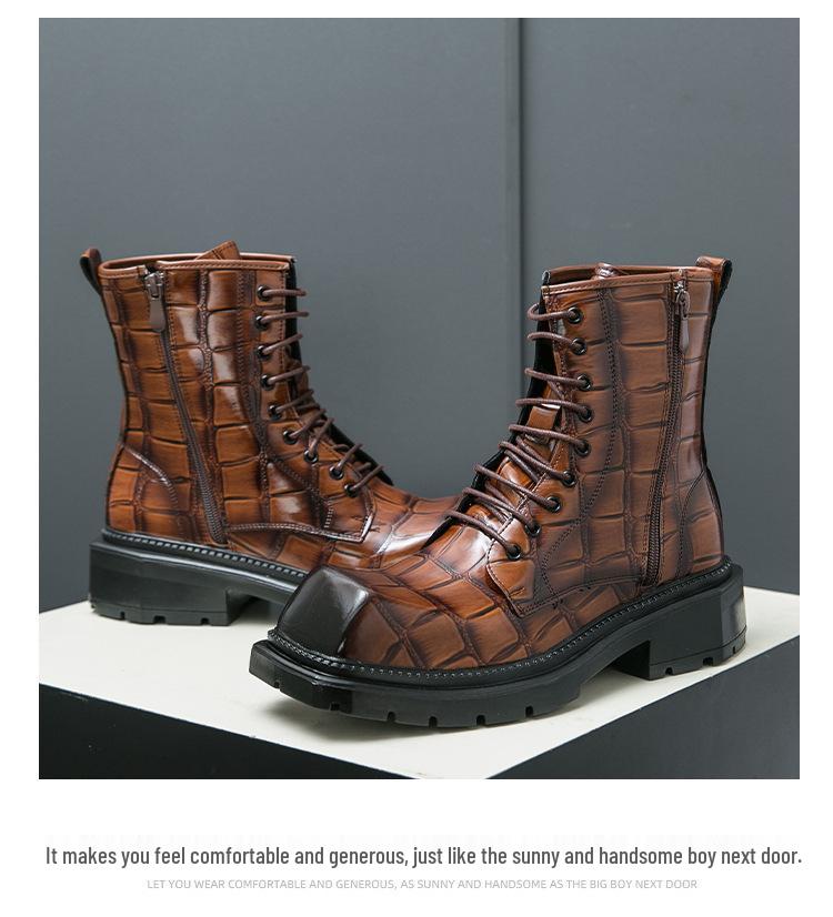 Men's Cross-Border High-Top Leather Boots - Large Size, Autumn/Winter 2025, New Workwear & British Martin Style