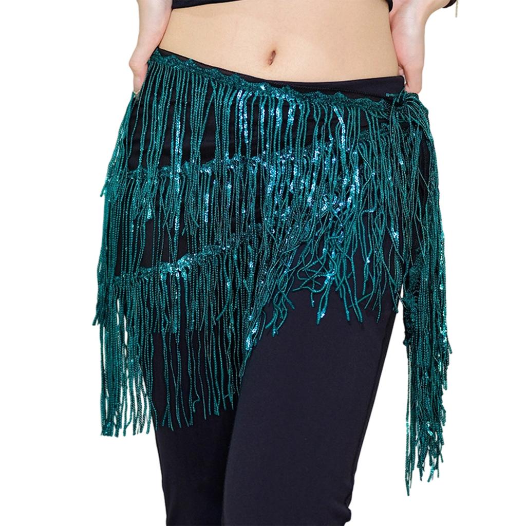 Damski Łańcuszek na Biodra do Tańca Brzucha z Paskiem na Biodra z Płatkami i Frędzlami