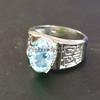 Aquamarine Oval Cut Gemstone With 925 Sterling Silver Ring For Men's #A749 JL375659079154