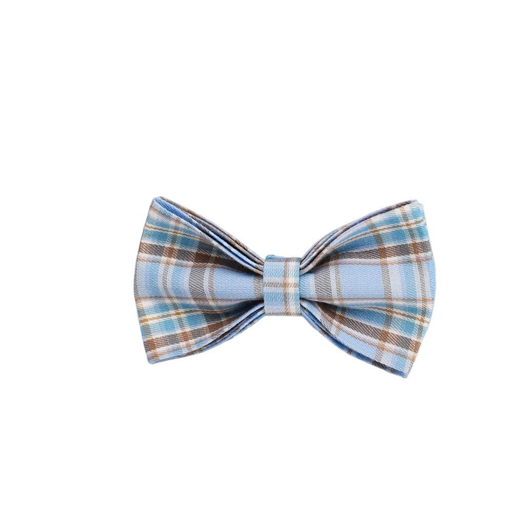 

Sky Blue Plaid Mori Style Dog Collar and Engravable Leash Set XS