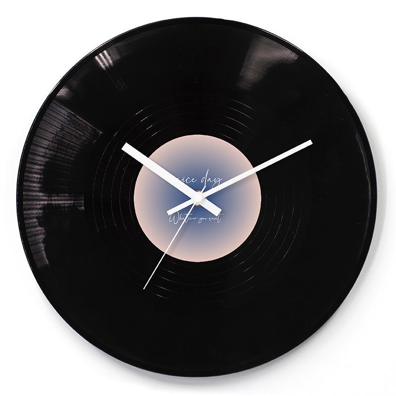 Sonnenuntergang Schallplatte Wanduhr Hochwertiges Ornament Vintage Uhrenhalter DIY Chinesischer Standard Tisch