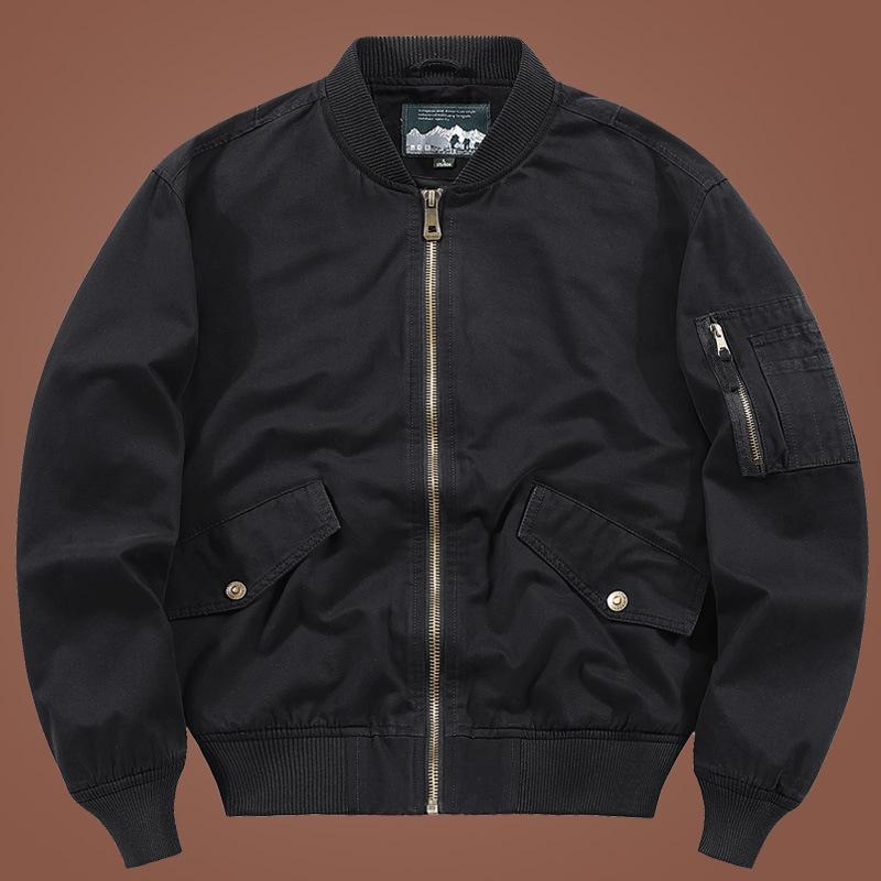 Autumn Baseball Jersey Men's Casual Thin Jacket Middle-aged Jacket Top Large Size Stand-up Neck Jacket