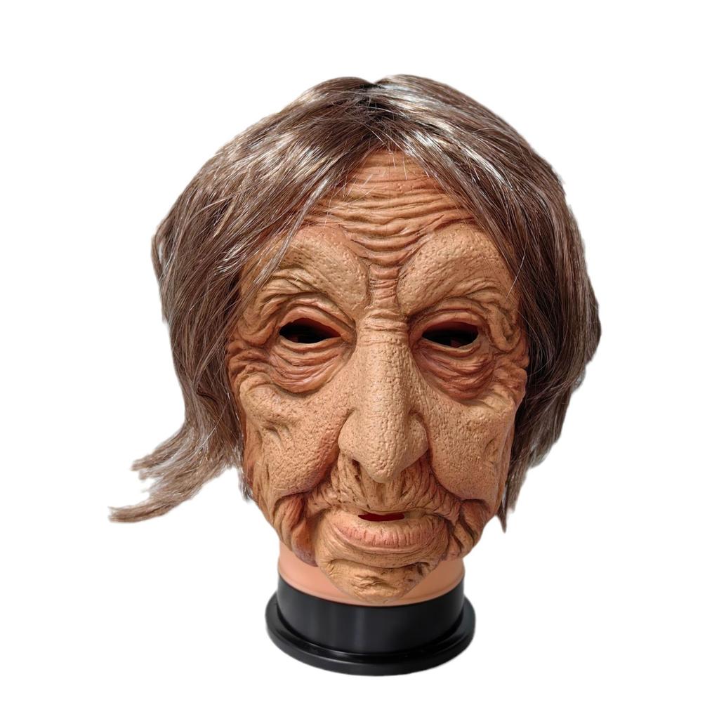 Halloween-Hexenmaske mit weißem Gesicht und Augen, furchterregender Dämonen-Kopfschmuck Cosplay Exorzistenmaske