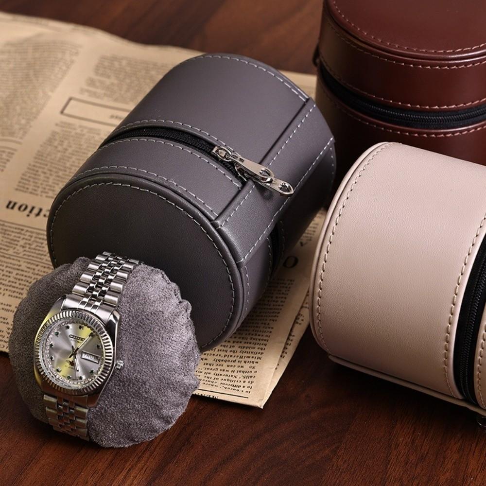 PU Leather Watch Display Case Zipper Closure Watch Storage Holder Portable Watch Bag Daily Commute