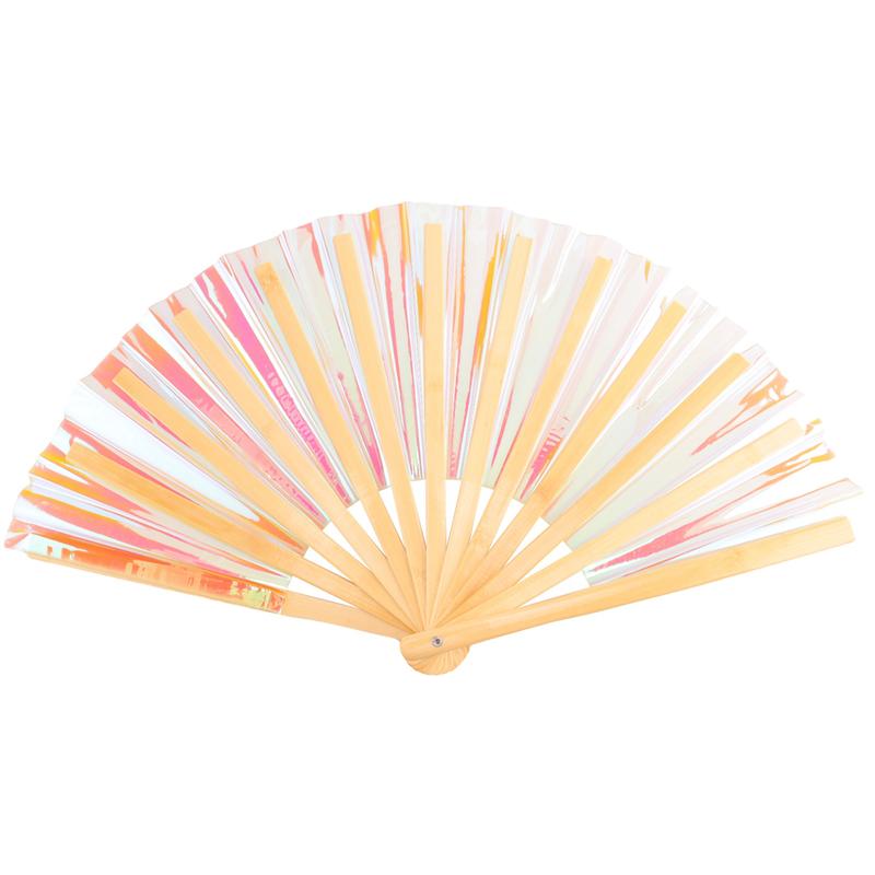 Good-4Pcs Bamboo Folding Hand Fan For Burlesque Music Festival Women Men Rainbow Pride