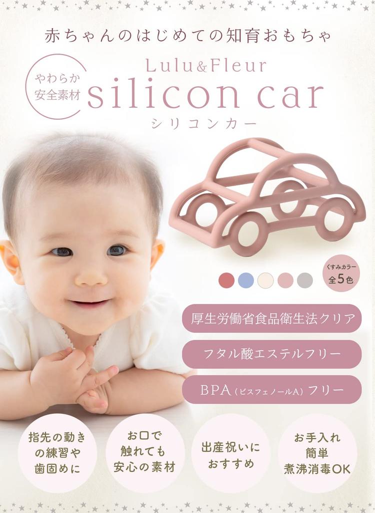Lulu Fleur Silicone Food Sanitation Law Inspection Teething Toy for Baby First Carrying Case Included & Car, Smooth, Passed, Babies, Gift, Toy, (Mist