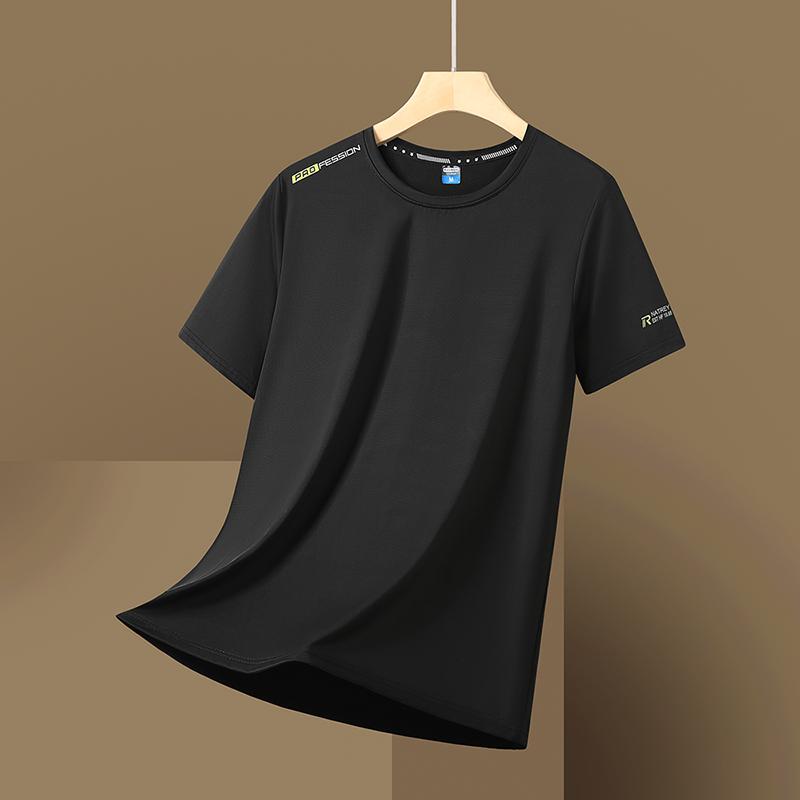Short-sleeved Thin Ice Silk Short-sleeved Men's Sports Short-sleeved Casual T-shirt Outdoor Casual Sports Quick-drying Short-sleeved Men's Plus Size