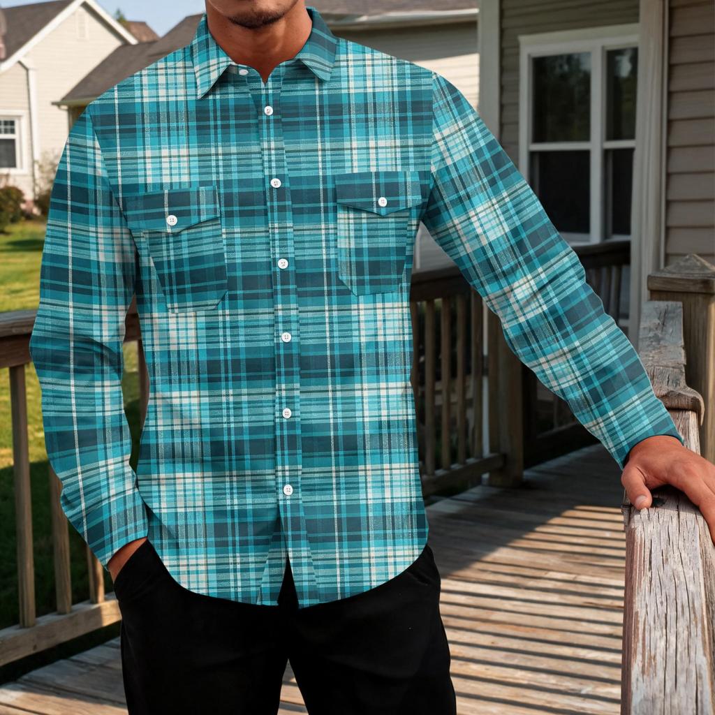 Men's Basic Long Sleeve Shirt with Two Pockets