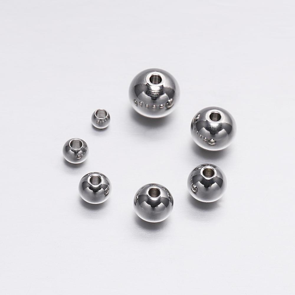3/4/5/6/7/8MM Stainless Steel Spacer Bead Metal Round Loose Spacer Beads For Jewelry Bracelet Making Findings DIY Accessories