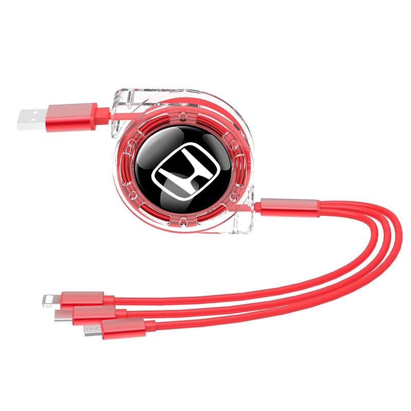 AAADJ1 3 In 1 Micro USB Type C Charging Cable Multi Charger For Honda Civic Accord Crosstour Spirior Odyssey Avancier UR-V Sienna CR-Z