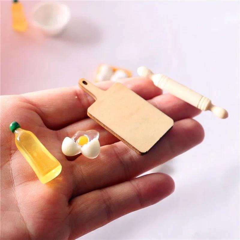 5Pcs/Set Cute Rolling Pin Egg Bowl Olive Oil Set Kitchen Accessories 1:12 Dollhouse Miniature