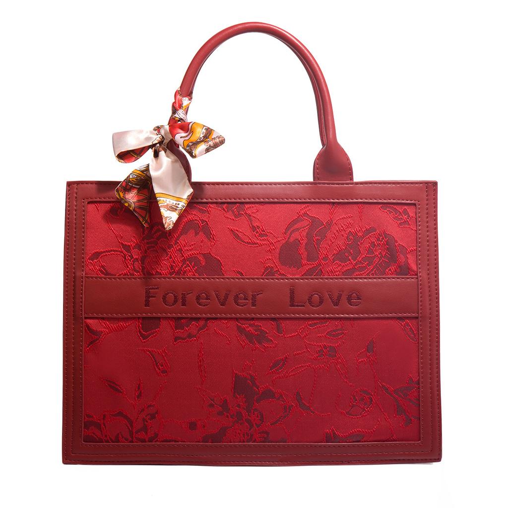 Women'S Red Large-Capacity Handbag, Newlywed Bride, Middle School Mother Bag, Mother-In-Law Wedding Bag