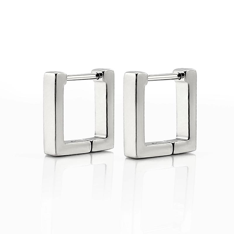 Surgical 316L Stainless Steel Heart Square Rectangular Geometric Stud Earrings For Women Men Boys and Girls Body Piercing Huggie