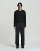 WORK ON BODY OFF Three-Button Semi-Overfit Henley Neck Long Sleeve [Black]