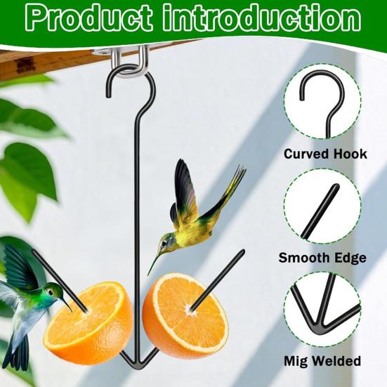 Oriole Bird Feeder Outdoor Hanging Orange Fruit Food Holder with Hook Weather-proof Outside Garden Metal Hummingbird Feeding Device
