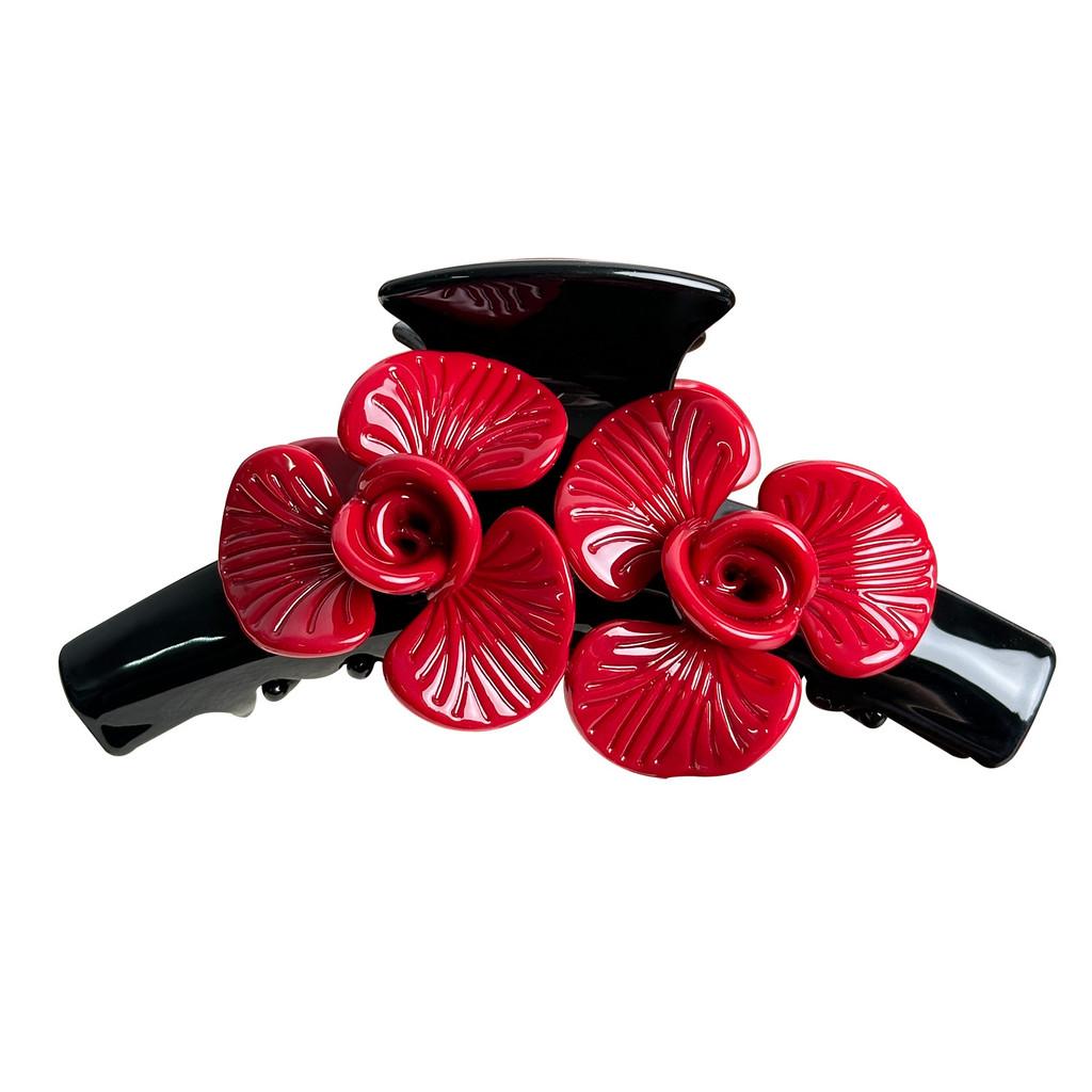 Large Beautifully Designed Floral Hair Claw Clip In Trendy Acetate For Fashionforward Women