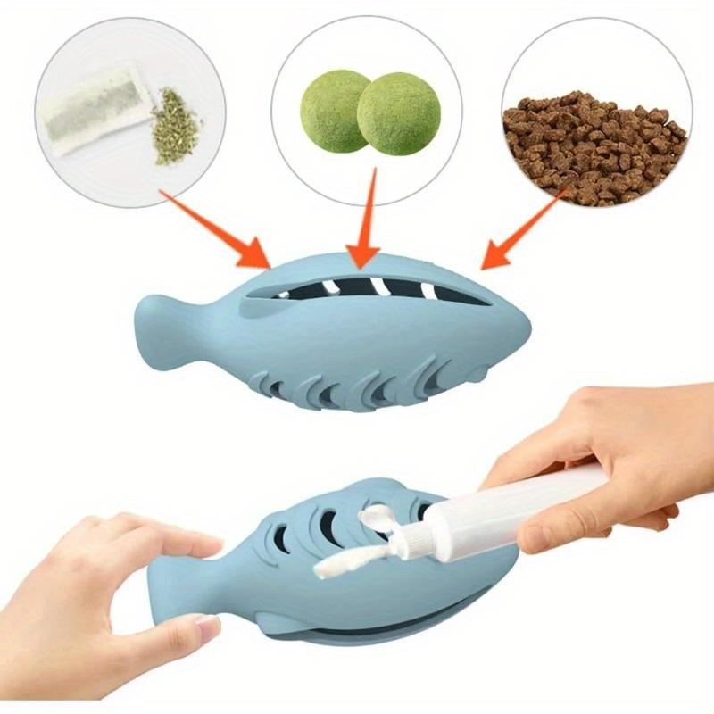 2Pcs Silicone Fish-Shaped Cat Chew Toy - Interactive Treat Dispenser, Snack Pet Toy for Dental Health, Interactive Cat Toys