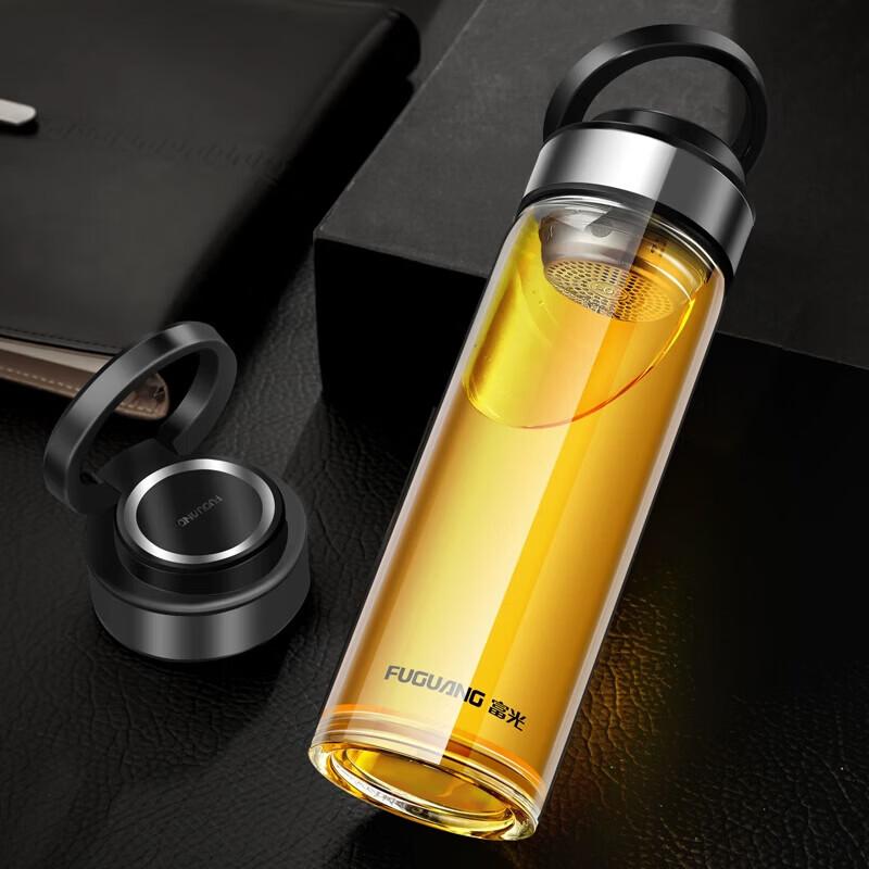 FUGUANG 330ml Double-Layer Borosilicate Glass Tea Infuser Bottle