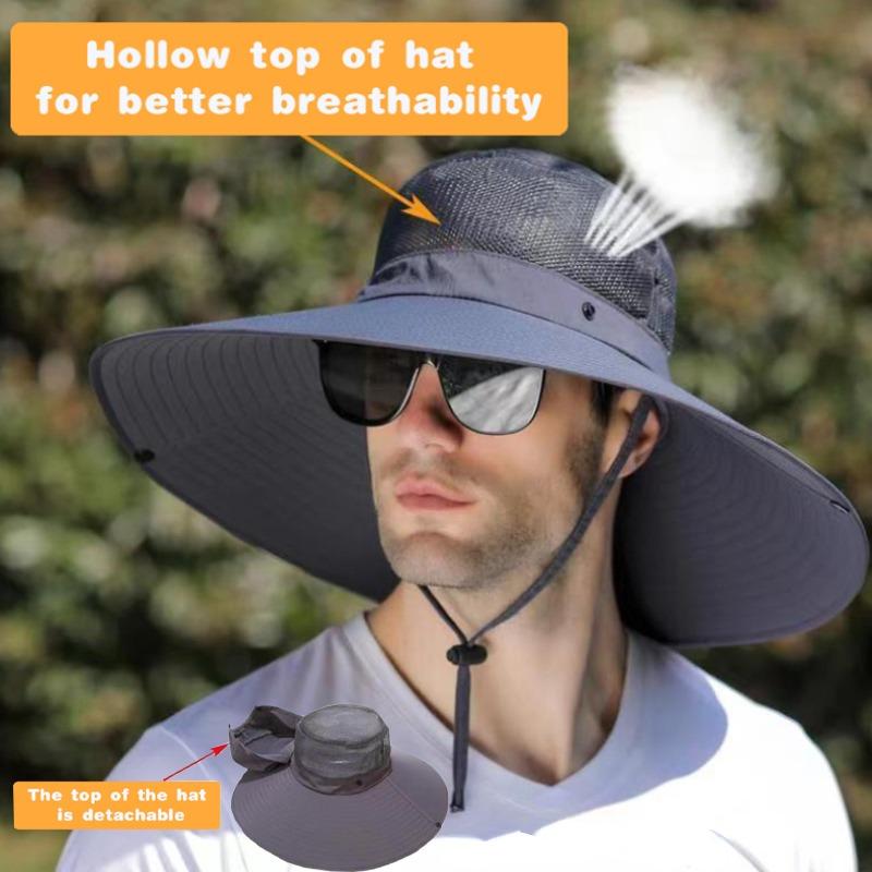 Summer 15CM Large Brim Sun Hat Men Women Breathable Fishing Caps Sun UV Protection Mesh Fisherman Hat Hiking Outdoor Beach Cap