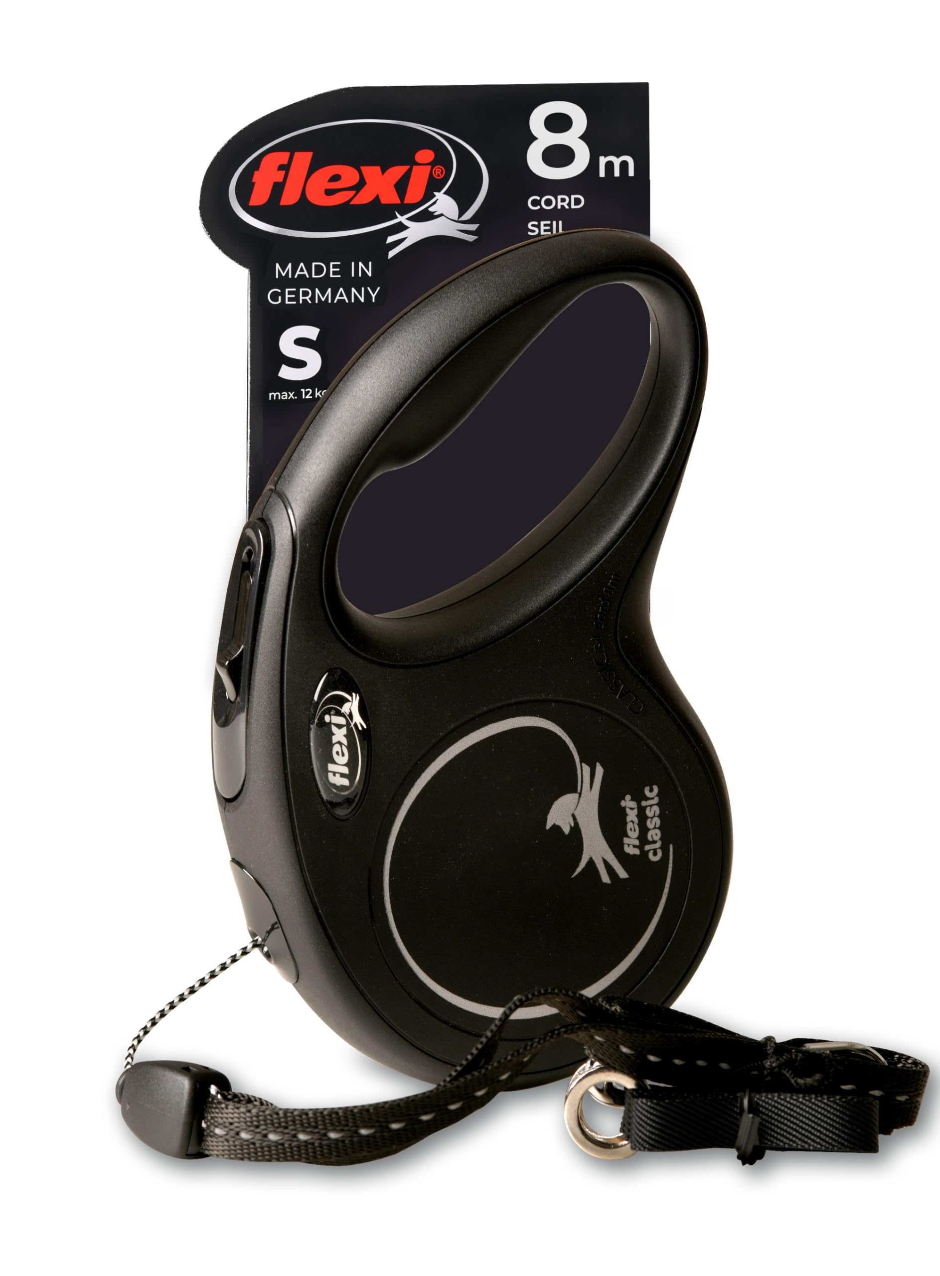 Flexi Dog Small Retractable New Classic Cord S CL10C8 Retractable Dog Pet Lead [Flexi] Lead, Dog, Lead, Type, Size, 8m, Black, Lead, [Product] чёрный