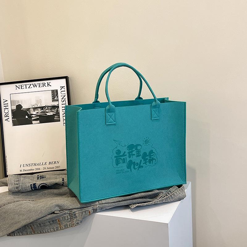 Eco-Friendly Logo Print Large Capacity Felt Tote Bag with Pattern