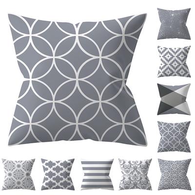 18 tums kudde geometriska element grå ländryggen kuddfodral Heminredning Kuddfodral soffa