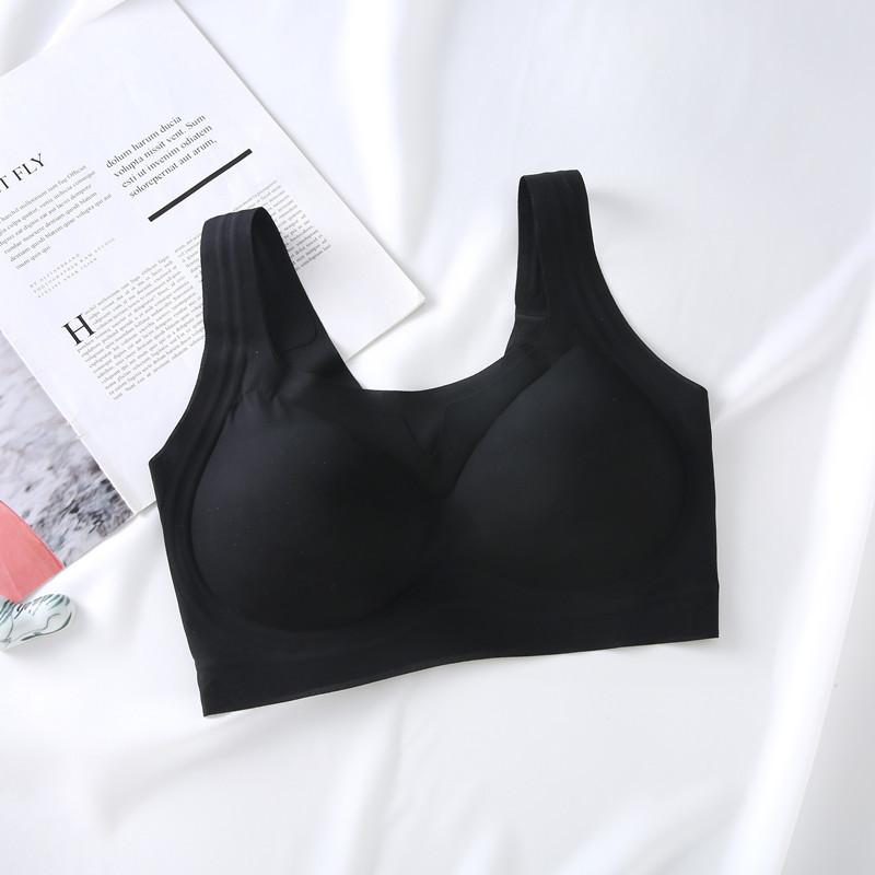 Summer Seamless Wireless Bra, Ice Silk Quick Dry Beauty Back Soft Support Naked Feel Thin Women Underwear one size чёрный