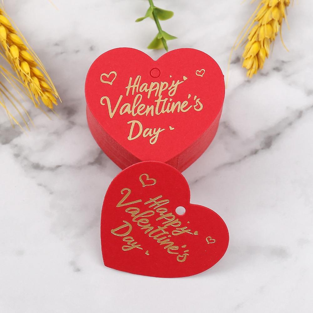 100pcs Heart Shaped Cards Valentine's Day Tags Red Hanging Decoration Gift Labels DIY Hand Gift Hanging Tag