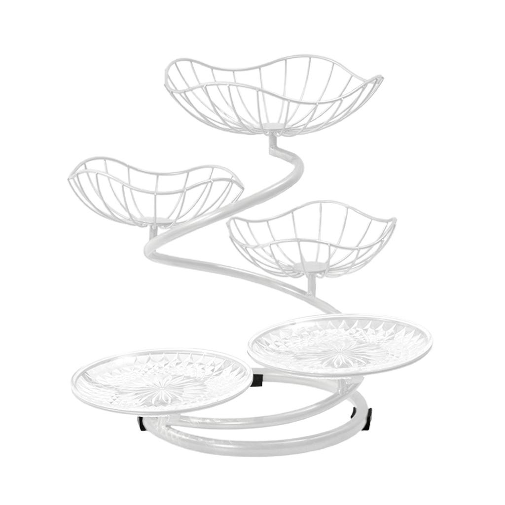 5 Tier Fruit Basket Bowl Large Capacity Wrought Iron Fruit Stand for Kitchen