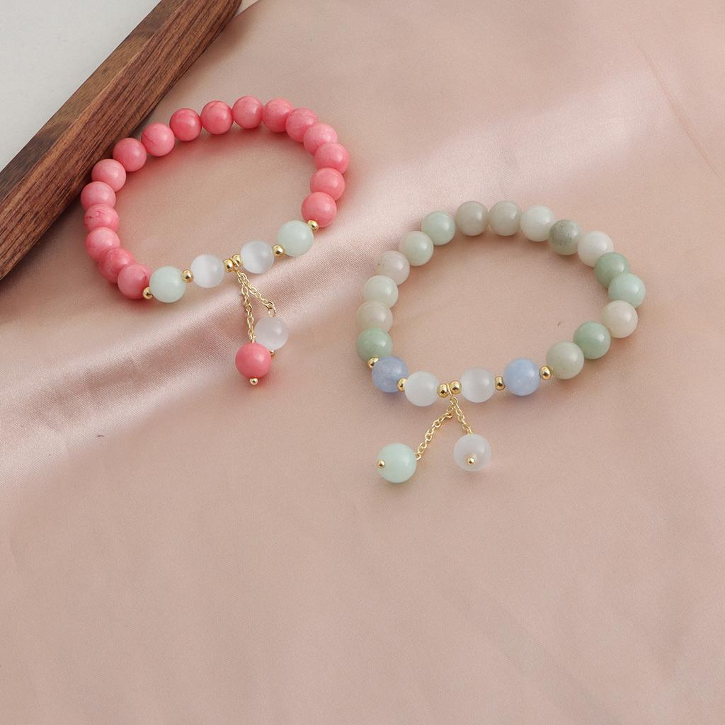 Bracelet Natural Stone Watermelon Tourmaline Rose Stone Xinjiang Jade Powder Crystal Bracelet Bracelet Girlfriend Dopamine