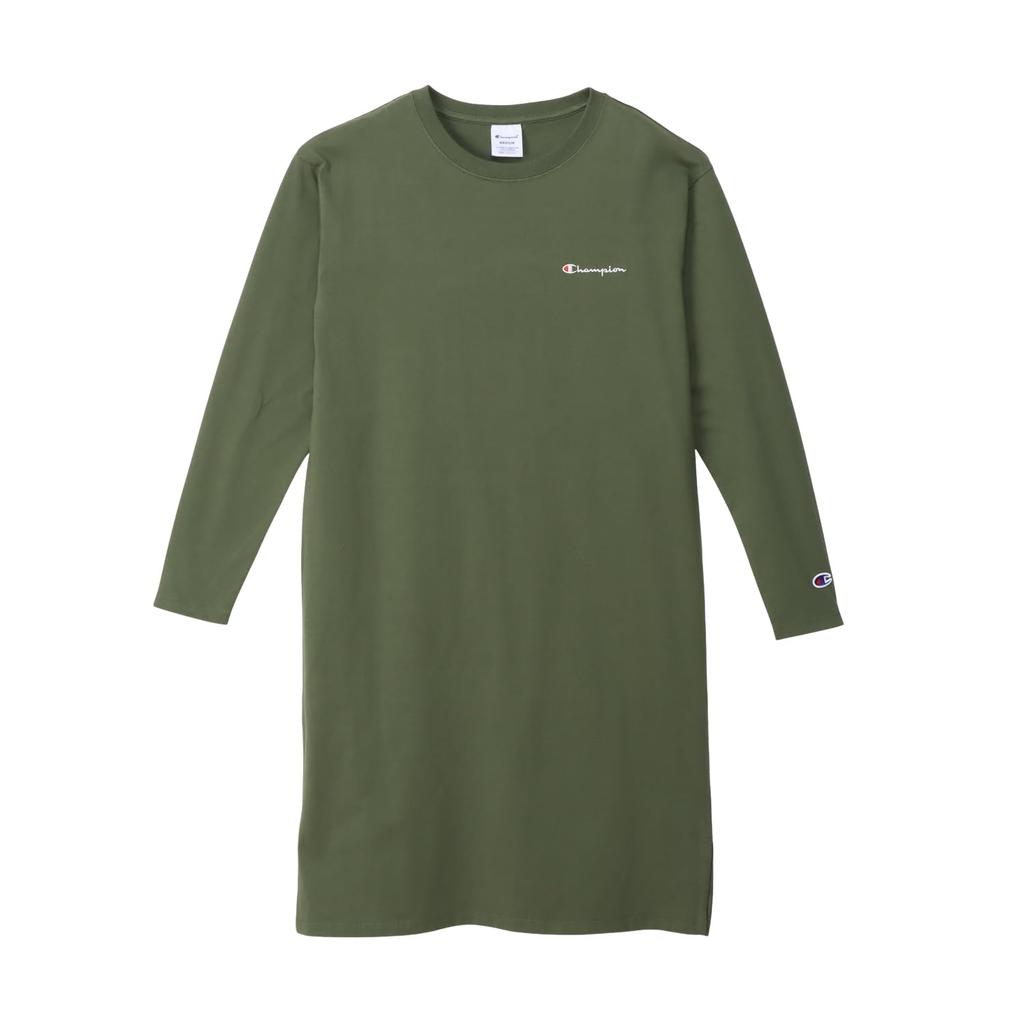 Cotton Dress with USA Script Long-sleeved, Crew-neck, 100% Logo, CW-W401-655-L