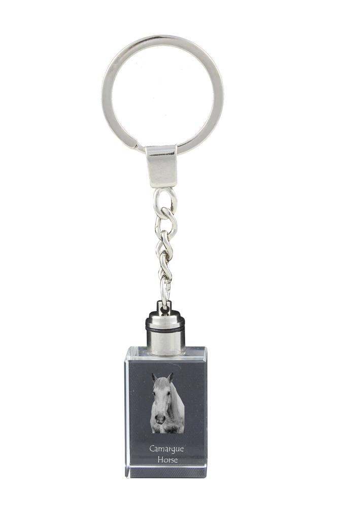 Camargue Horse - Crystal pendant with photo of a horse, illuminated pendant, unique gift by Art-Dog brand