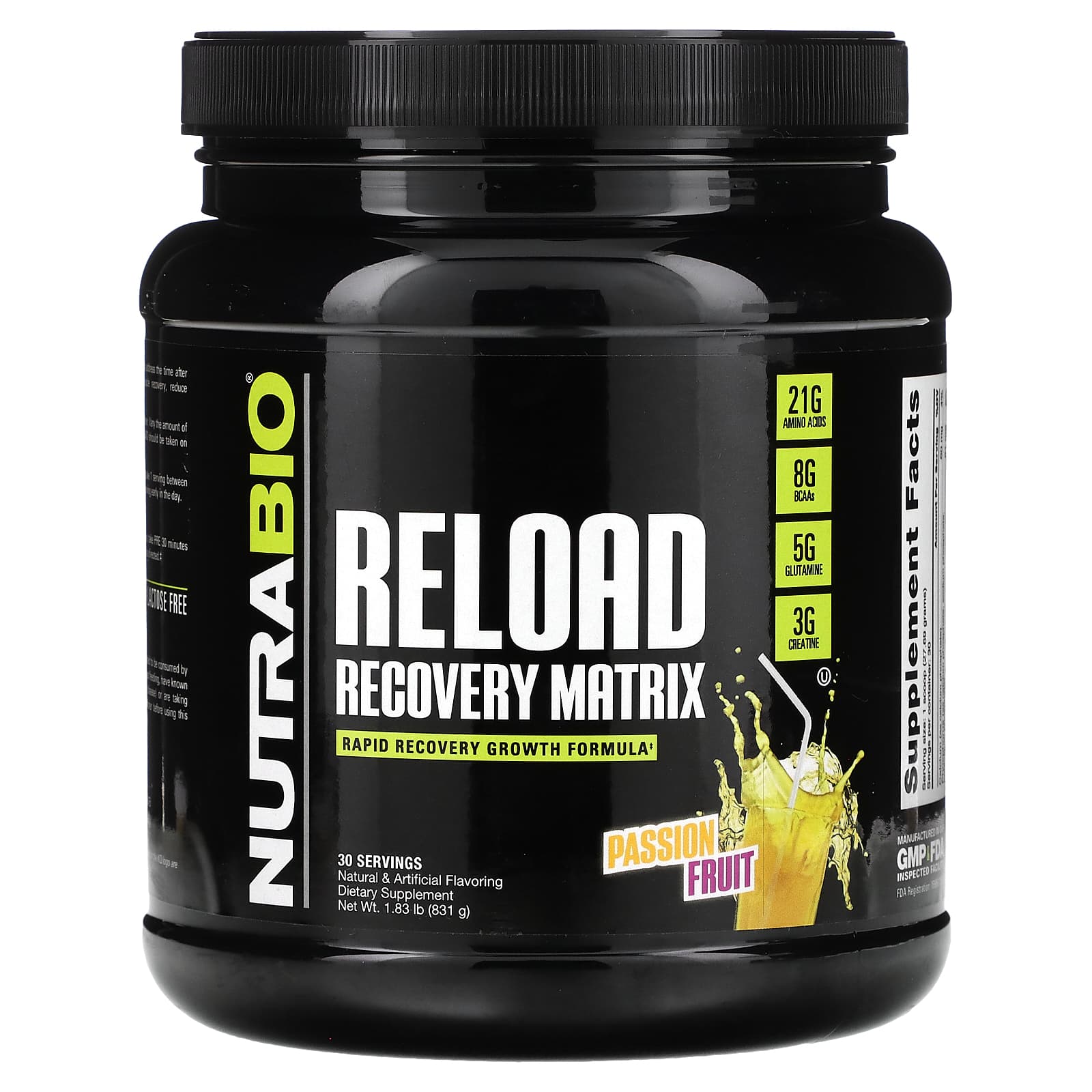 

NutraBio, Recharge Recovery Matrix, Passion Fruit, 1.83 lb (831 g)