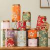 Flower Pattern Empty Tea Tin Can Household Green Black Tea Sealed Jar Portable Home Small Tea Packaging Box Tinplate Storage Can