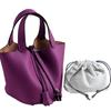 Leichter Luxus Echte Rindsleder Korb-Stil Eimer Tasche Neu für Damen Silberfarbener Schlossverschluss Oberer Griff Handtasche, KEIN LOGO