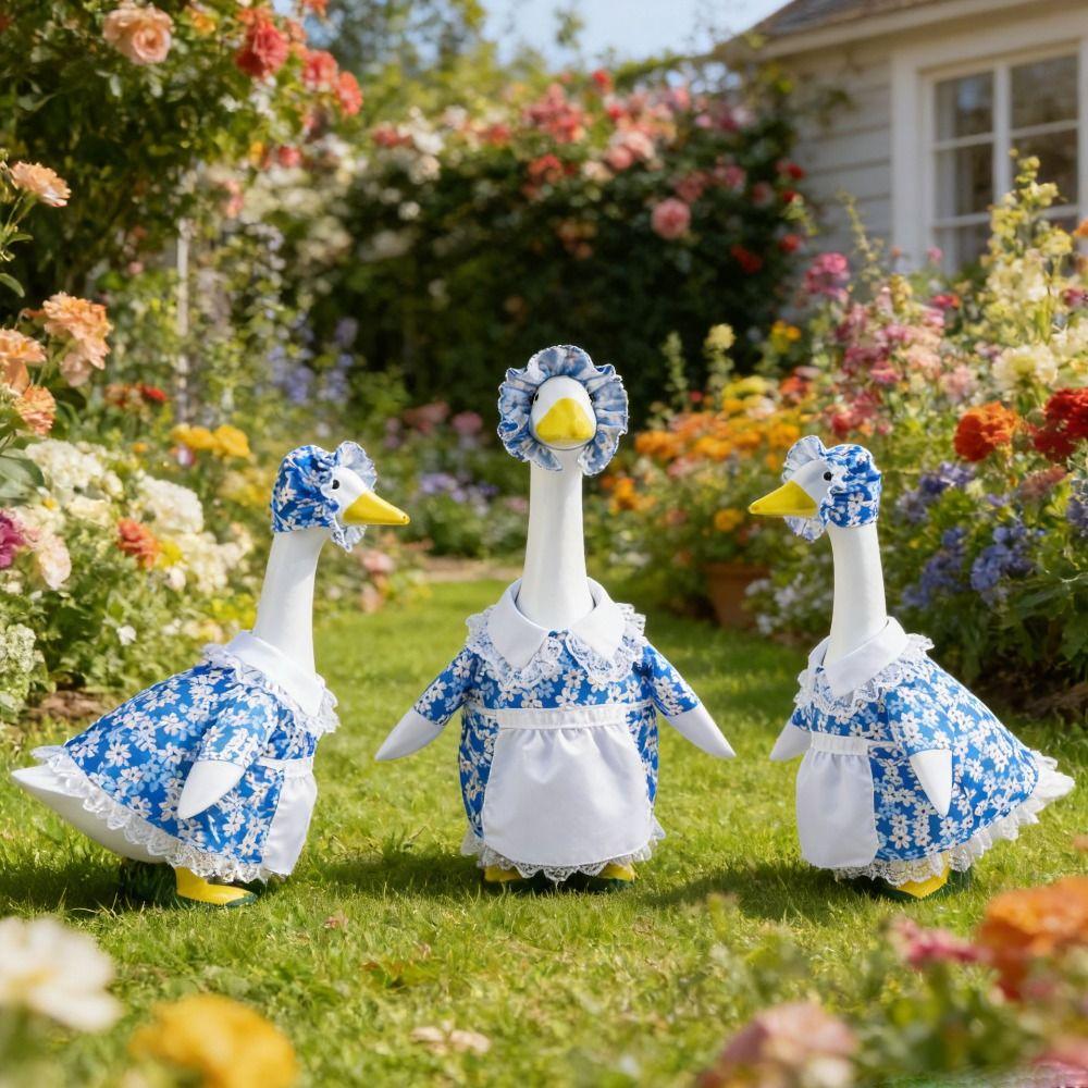 Rural Style Easter Porch Goose Dress Goose Transformation Dress Patio Yard Lawn Art Decor