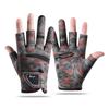 Mens Fishing Gloves 3-Finger Open Design Sun Protection Anti-Slip Breathable Ice Silk Bass Lure Casting